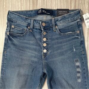 Gap high rise universal skinny jean distressed button fly stretch size 28/6R NWT
